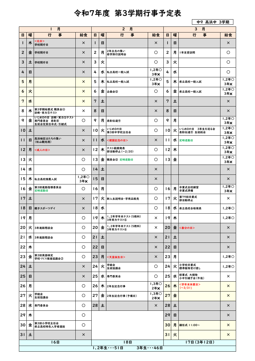 R7 ３学期行事予定表（保護者）.pdfの1ページ目のサムネイル